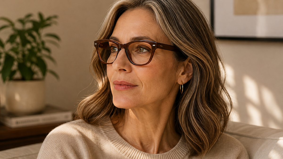 Woman in brown glasses