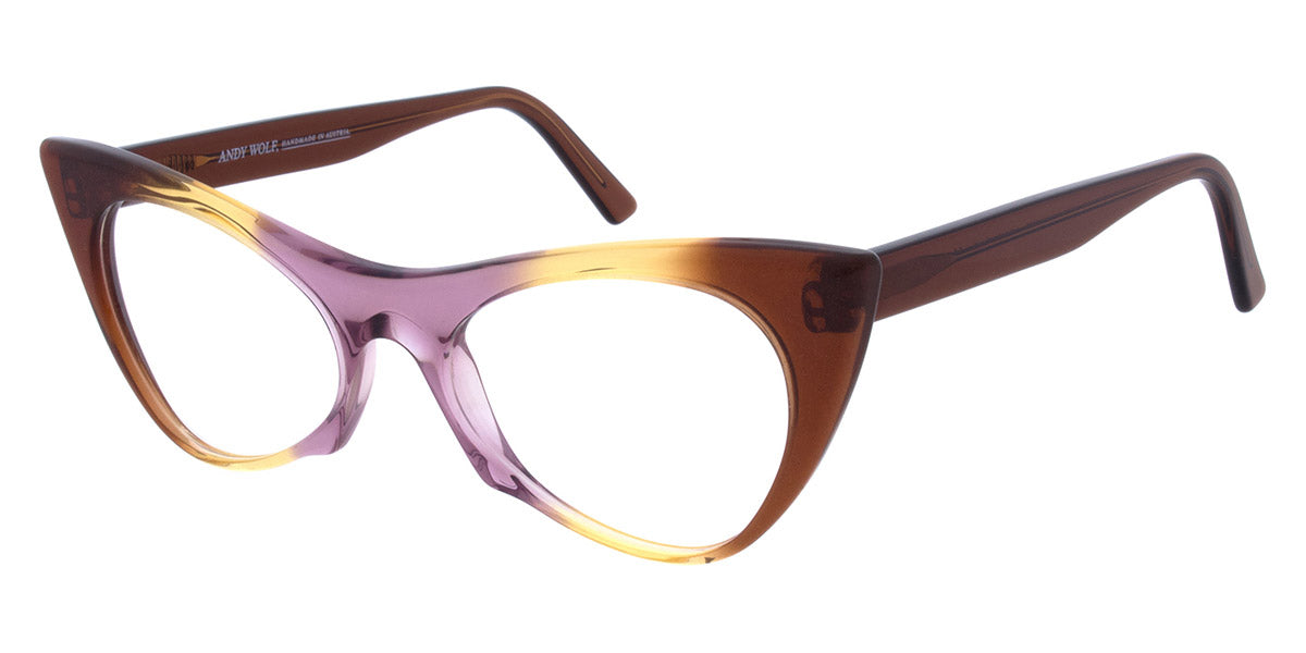 Andy Wolf® 5028 ANW 5028 3 53 - Brown/Yellow Eyeglasses