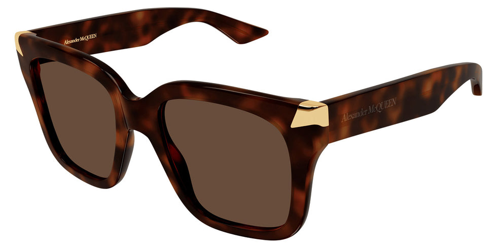 Alexander McQueen® AM0440S AMQ AM0440S 003 53 - 003 Havana / Brown Sunglasses