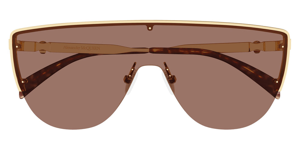 Alexander McQueen® AM0457S AMQ AM0457S 002 99 - 002 Gold / Brown Sunglasses