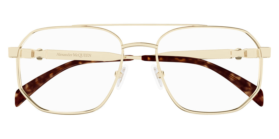 Alexander McQueen® AM0459O AMQ AM0459O 002 57 - 002 Gold Eyeglasses
