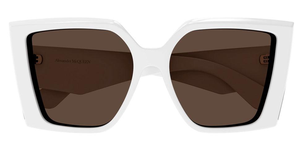 Alexander McQueen® AM0467S AMQ AM0467S 004 56 - 004 White / Brown Sunglasses