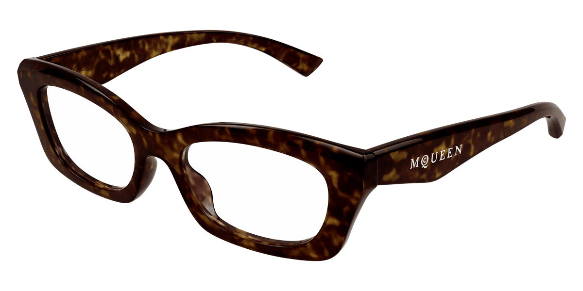 Alexander McQueen® AM0474O AMQ AM0474O 002 52 - 002 Havana Eyeglasses
