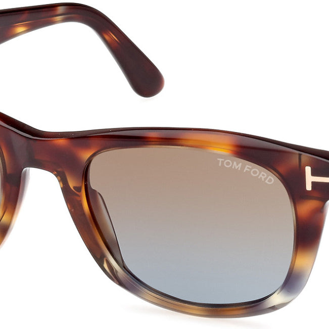 Tom Ford® FT1076 Kendel FT1076 Kendel 56B 54 - 56B - Shiny Vintage Havana To Light Havana, t" Logo / Gradient Smoke Lenses" Sunglasses