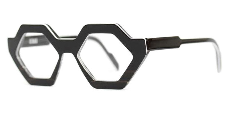 Henau® Hexaforte H HEXAFORTE V45 48 - Black/White/Grey Striped Transparent Eyeglasses