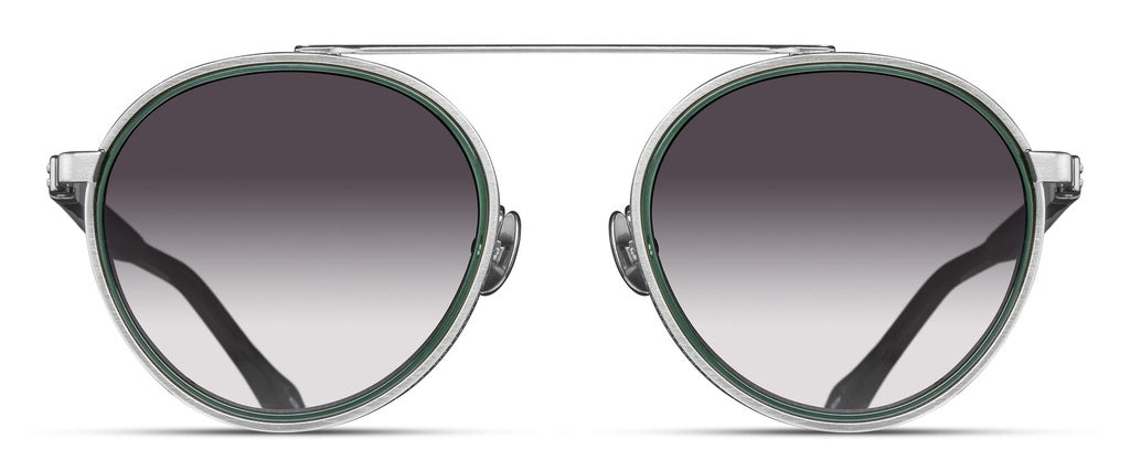 Matsuda® M3125 MTD M3125 Brushed Silver/Bottle Green/Gray Gradient 49 - Brushed Silver/Bottle Green / Gray Gradient Sunglasses