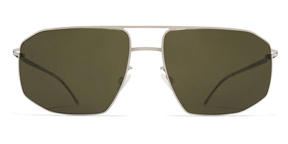 Mykita® SANTERI Shiny Silver 59 - Shiny Silver/Rawgreen Solid Sunglasses