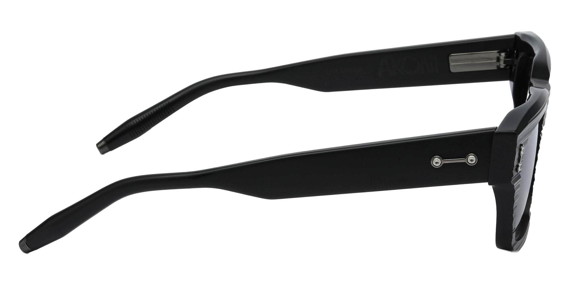 Akoni® Columba - 50 AKO Columba - 50 100F 50 - Scraped Matte Black/Black Rhodium with Machine Silver / Dark Gray AR Sunglasses
