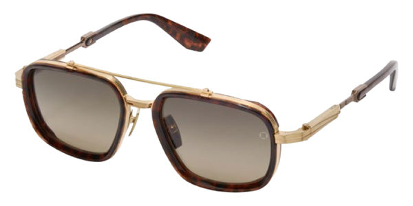 Akoni® Stellaris AKN AKS 541C 54 Sunglasses - Brushed 12k Gold/Havana/Dark Brown to Light Brown Lenses