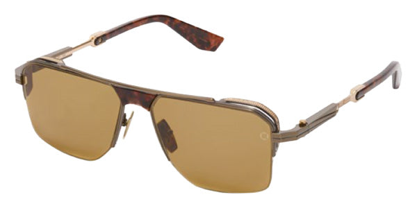 Akoni® Starliner AKN AKS 544C 57 Sunglasses - Antiqued 12k Gold w/ 12k Gold Details/Dark Havana/Senape Lenses