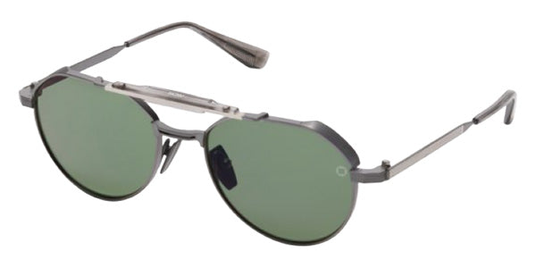 Akoni® Astrolis AKN AKS 546A 55 Sunglasses - Black Iron w/ Silver details/Grey Swirl/G15 Polarized Lenses