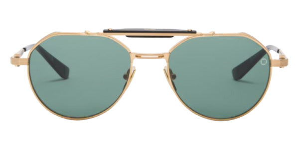 Akoni® Astrolis AKN AKS 546B 55 Sunglasses - Brushed 12k Gold/Black/Deep Emerald Green Lenses
