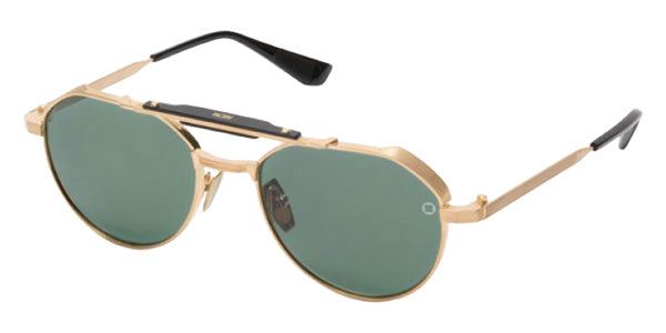 Akoni® Astrolis AKN AKS 546B 55 Sunglasses - Brushed 12k Gold/Black/Deep Emerald Green Lenses