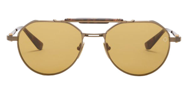Akoni® Astrolis AKN AKS 546D 55 Sunglasses - Antiqued 12k Gold w/ 12k Gold Details/Havana/Senape Lenses