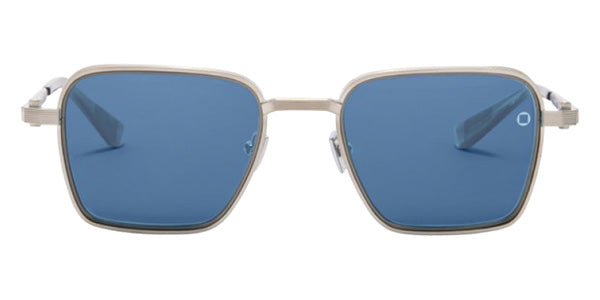 Akoni® Giano-Two AKN AKS 548B 50 Sunglasses - Brushed Silver w/ Antiqued Silver/Grey Swirl/Blue Lenses