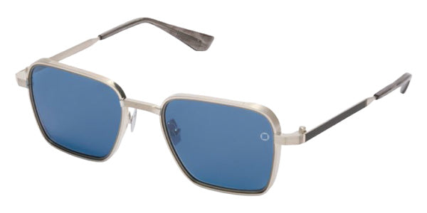 Akoni® Giano-Two AKN AKS 548B 50 Sunglasses - Brushed Silver w/ Antiqued Silver/Grey Swirl/Blue Lenses
