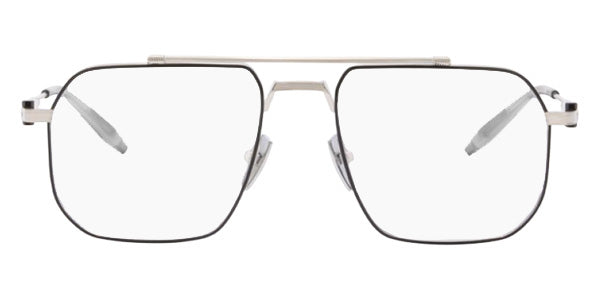 Akoni® Atlas AKN AKX 545D 55 Eyeglasses - Brushed Silver w/Black enamel/Crystal Grey/Clear Lenses