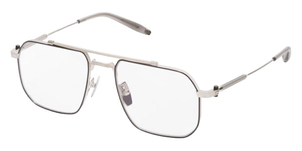 Akoni® Atlas AKN AKX 545D 55 Eyeglasses - Brushed Silver w/Black enamel/Crystal Grey/Clear Lenses