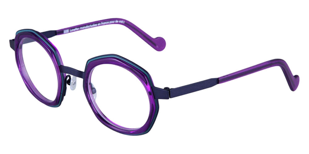 NaoNed® Balou NAO Balou 71VF 45 - 71VF Matte Pacific Green Cercles Grooves And Violet Inserts/Peacock Blue Eyeglasses