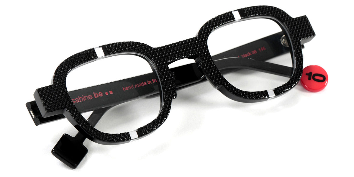 Sabine Be® Be Arty SB Be Arty black08 46 - Shiny Black Diamond Tips / Shiny Crystal Eyeglasses
