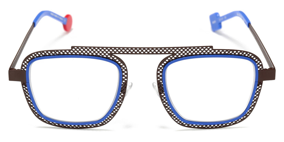 Sabine Be® Be Boyish Hole SB Be Boyish Hole 659 52 - Dark Chocolate Satin Perforated / Blue Majorelle Satin Eyeglasses
