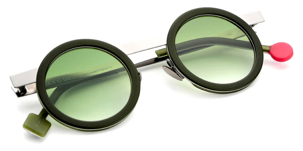 Sabine Be® Be Gipsy Sun SB Be Gipsy Sun 347 43 - Matt Translucent Light Green / Polished Ruthenium Sunglasses
