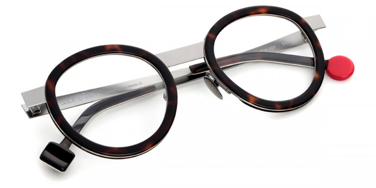 Sabine Be® Be Lucky - Shiny Dark Tortoise / White / Shiny Dark Tortoise / Polished Ruthenium Eyeglasses