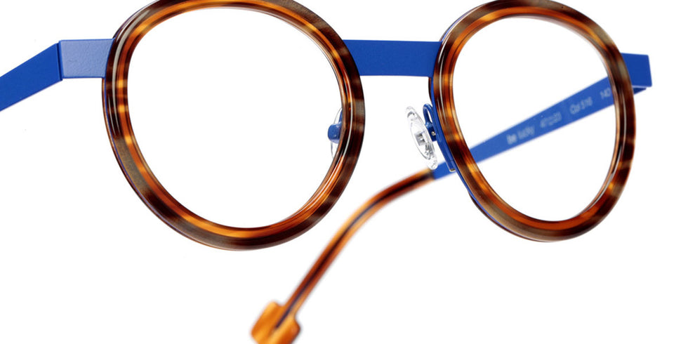 Sabine Be® Be Lucky SB Be Lucky 516 47 - Shiny Blond Veined Tortoise / Majorelle Blue Satin Eyeglasses
