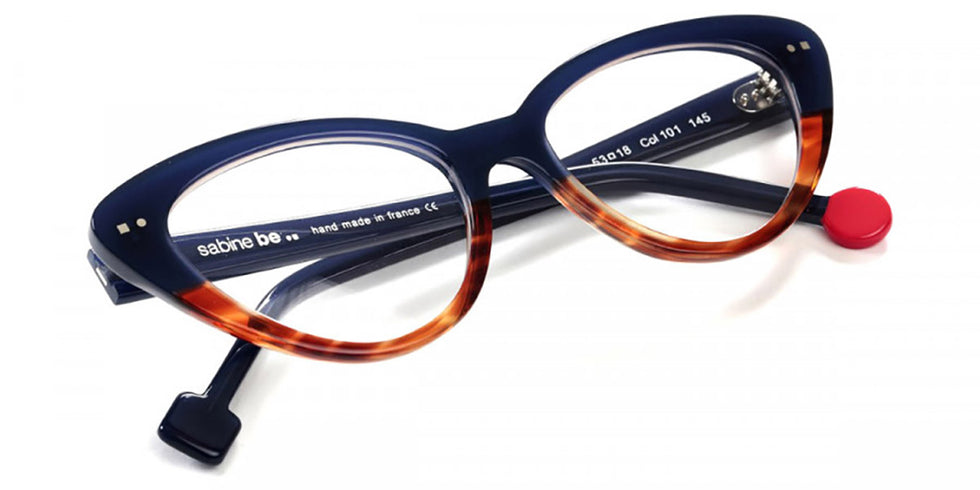 Sabine Be® Be Pretty - Shiny Navy Blue / Shiny Blond Veined Tortoise Eyeglasses