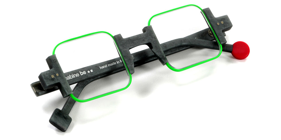 Sabine Be® Be Square SB Be Square 578 42 - Matt Marbled Mouse Gray / Neon Green Satin Eyeglasses