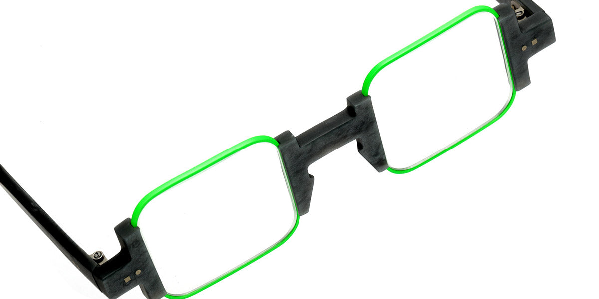 Sabine Be® Be Square SB Be Square 578 42 - Matt Marbled Mouse Gray / Neon Green Satin Eyeglasses