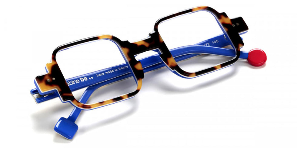 Sabine Be® Be Square Swell - Shiny Tokyo Tortoise / White / Shiny Blue Majorelle Eyeglasses