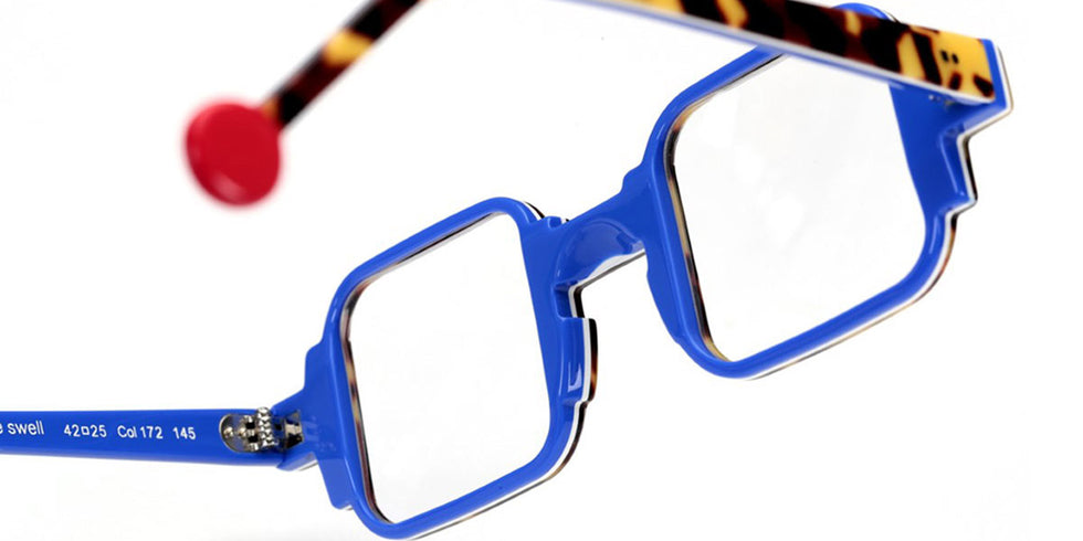 Sabine Be® Be Square Swell - Shiny Tokyo Tortoise / White / Shiny Blue Majorelle Eyeglasses