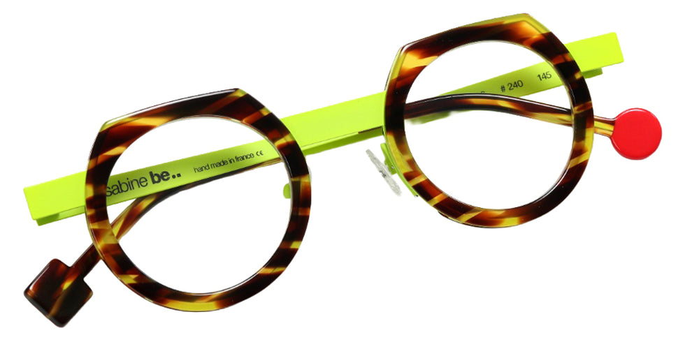 Sabine Be® Be Twist Eyeglasses - 240 Shiny Veined Tortoise/Satin Neon Yellow