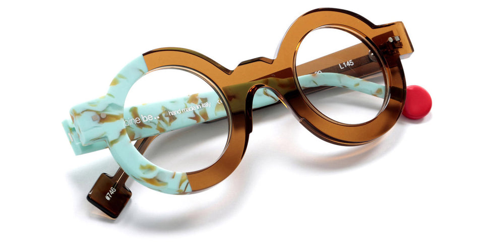 Sabine Be® Be Zozo SB Be Zozo 746 41 - Translucent Cognac Matte / Marbled Turquoise Matte Eyeglasses