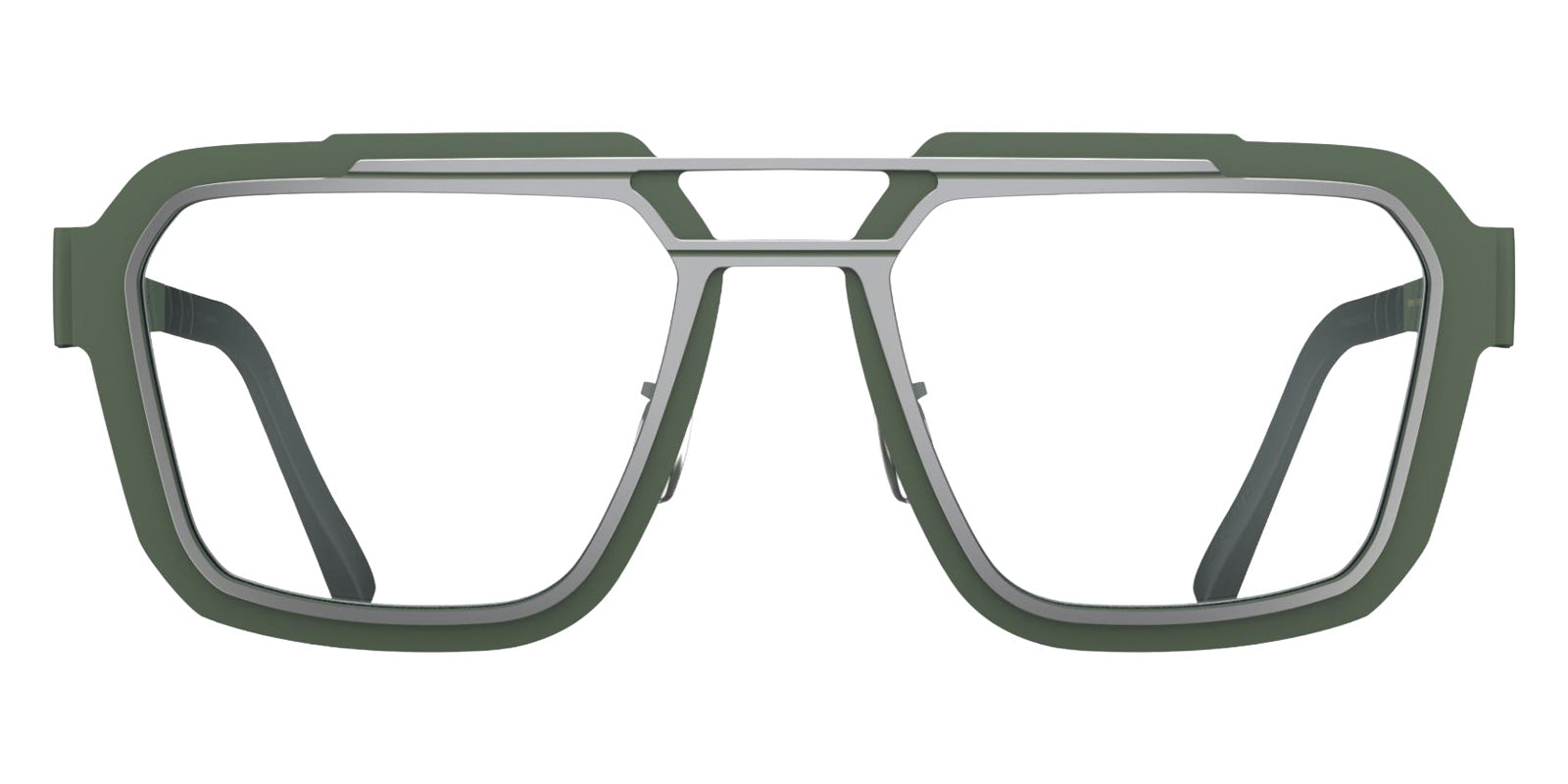 Blackfin® IRON HARBOR BLF IRON HARBOR SATIN SILVER/AVOCADO GREEN 1944 56 Eyeglasses - SATIN SILVER/AVOCADO GREEN 1944