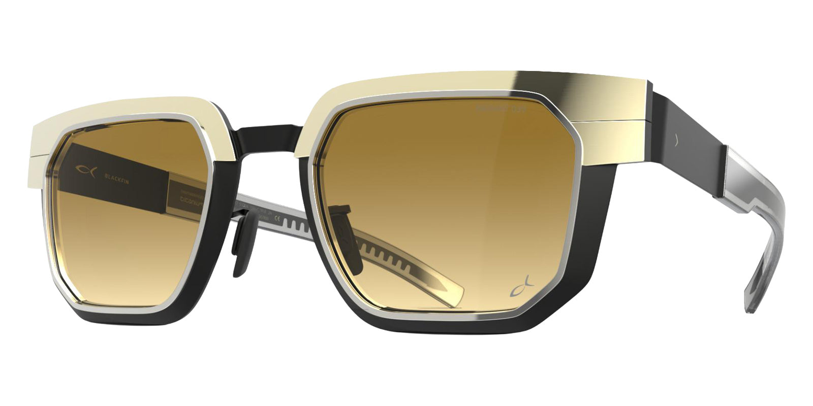 Blackfin® PROMETHEUS Sunglasses BLF PROMETHEUS Sun 1951 51 - Shiny Light Gold Titanium Frame/Palladium Details/Gradient Light Brown Haze Radiant Lenses