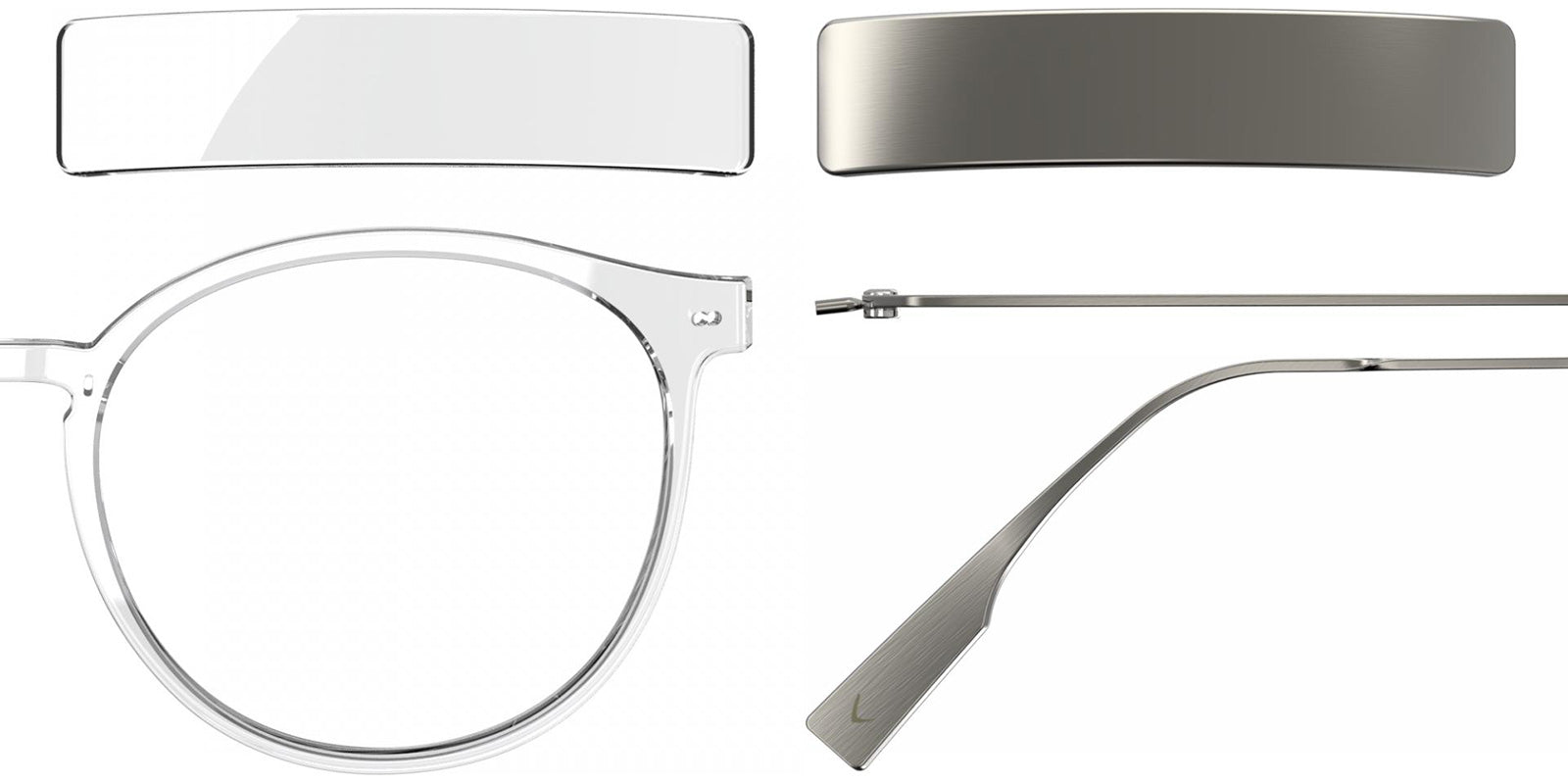 Blackfin® VITRA F2-D1 Eyeglasses BLF VITRA F2-D1 OP 19341942 48 - Shiny Crystal/Brushed Silver