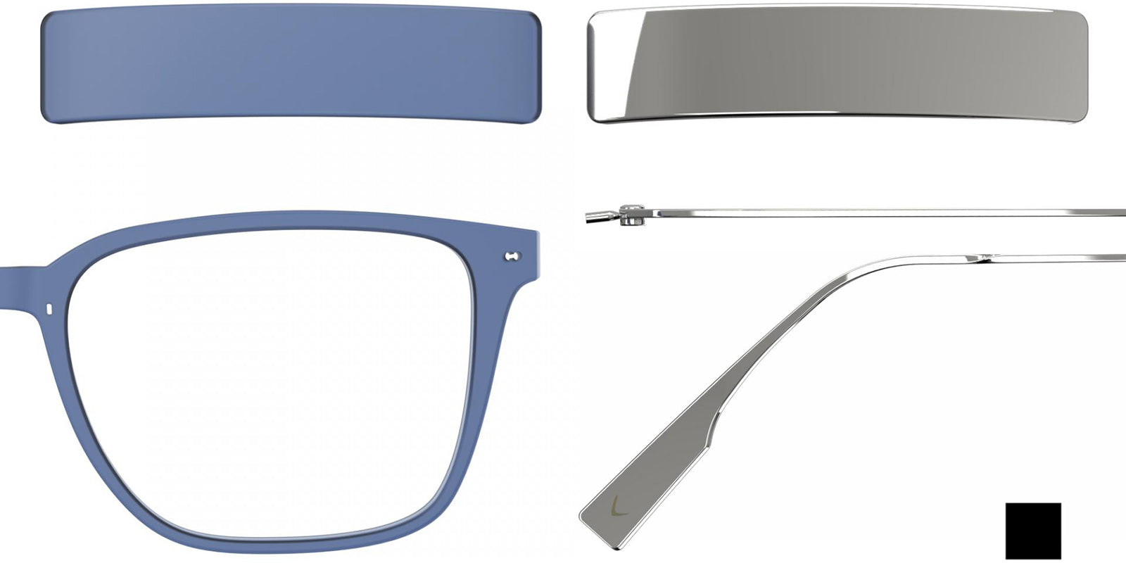 Blackfin® VITRA F3-D1 Eyeglasses BLF VITRA F3-D1 OP 19271788 56 - Matte Classic Blue/Shiny Silver