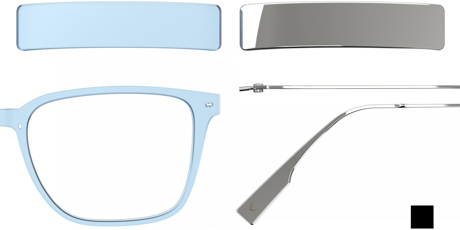 Blackfin® VITRA F3-D1 Eyeglasses BLF VITRA F3-D1 OP 19291788 56 - Matte Sky Blue/Shiny Silver