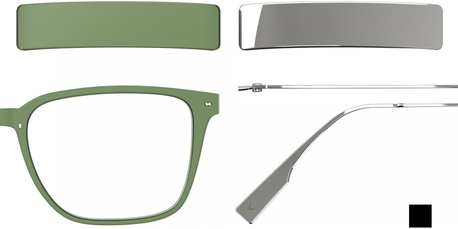 Blackfin® VITRA F3-D1 Eyeglasses BLF VITRA F3-D1 OP 19311788 56 - Matte Cedar Green/Shiny Silver