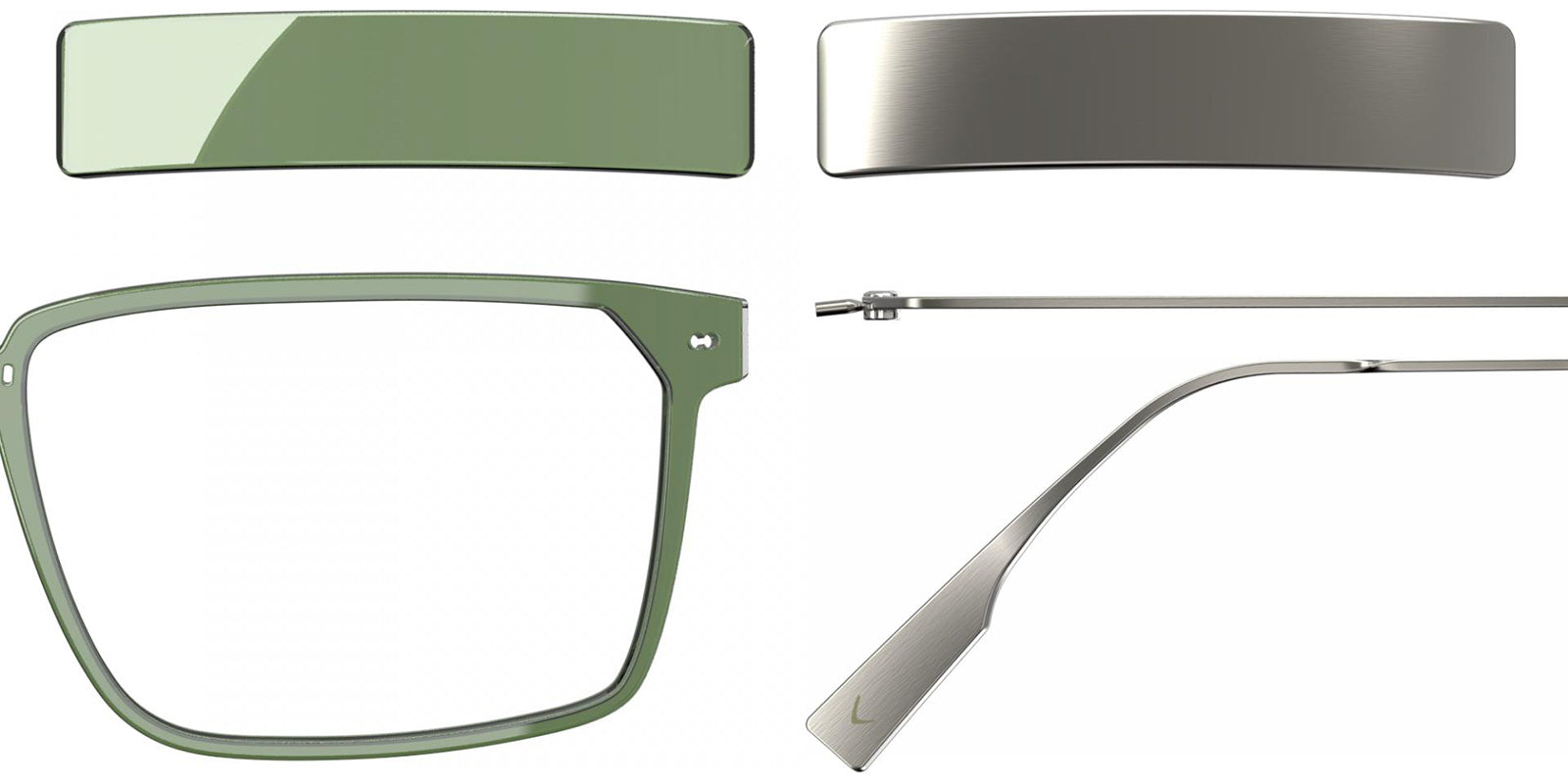 Blackfin® VITRA F4-D1 Eyeglasses BLF VITRA F4-D1 OP 19301942 54 - Shiny Cedar Green/Brushed Silver