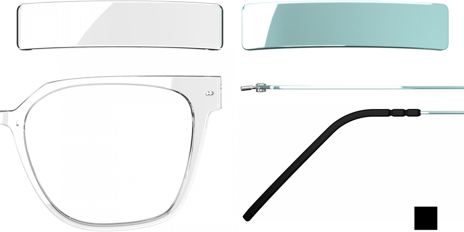 Blackfin® VITRA F6-D2 Eyeglasses BLF VITRA F6-D2 OP 19341798 53 - Shiny Crystal/Shiny Oxide Azure