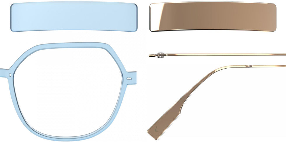 Blackfin® VITRA F7-D1 Eyeglasses BLF VITRA F7-D1 OP 19291809 53 - Matte Sky Blue/Shiny Amber Gold