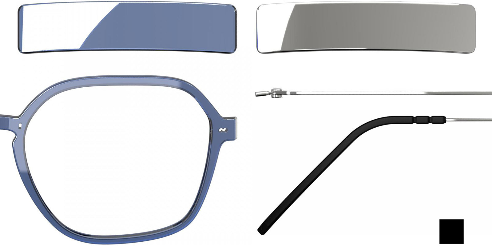 Blackfin® VITRA F8-D2 Eyeglasses BLF VITRA F8-D2 OP 19261788 50 - Shiny Classic Blue/Shiny Silver