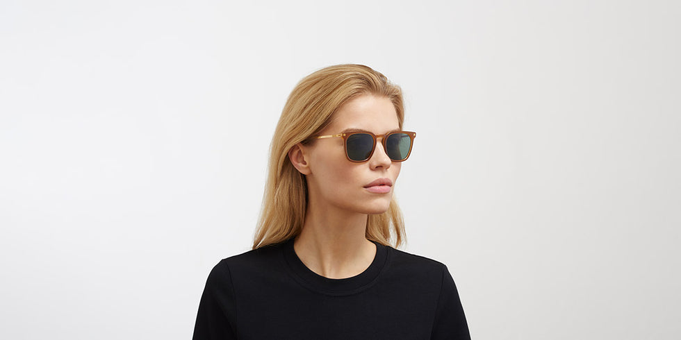 Mykita® BORGA MYK BORGA C99 Brown Dark Brown/Glossy Gold / Polarized Pro Green 15 49 - C99 Brown Dark Brown/Glossy Gold / Polarized Pro Green 15 Sunglasses