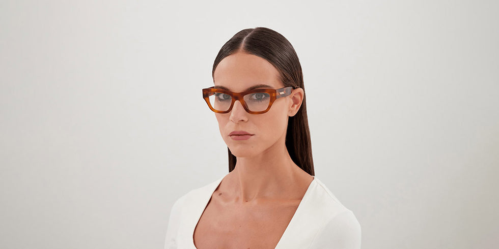 Bottega Veneta® BV1360O BV1360O 002 49 - Havana/Transparent Eyeglasses