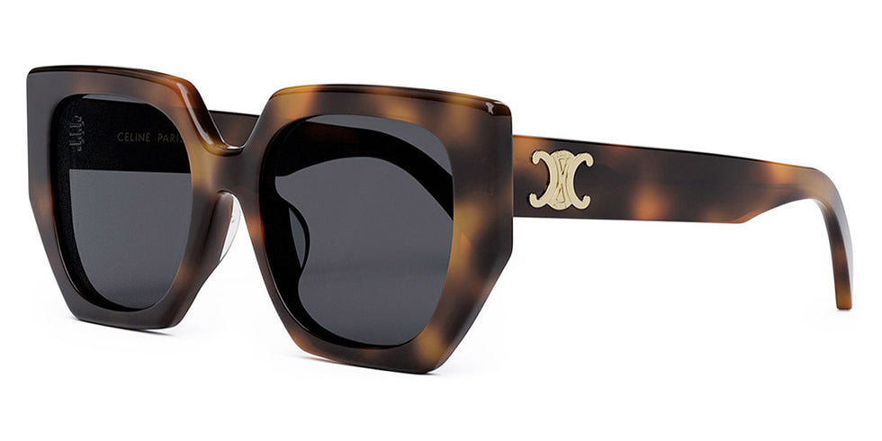 Celine® CL40239F CLN CL40239F 53A 55 - Shiny Medium Havana / Smoke Sunglasses