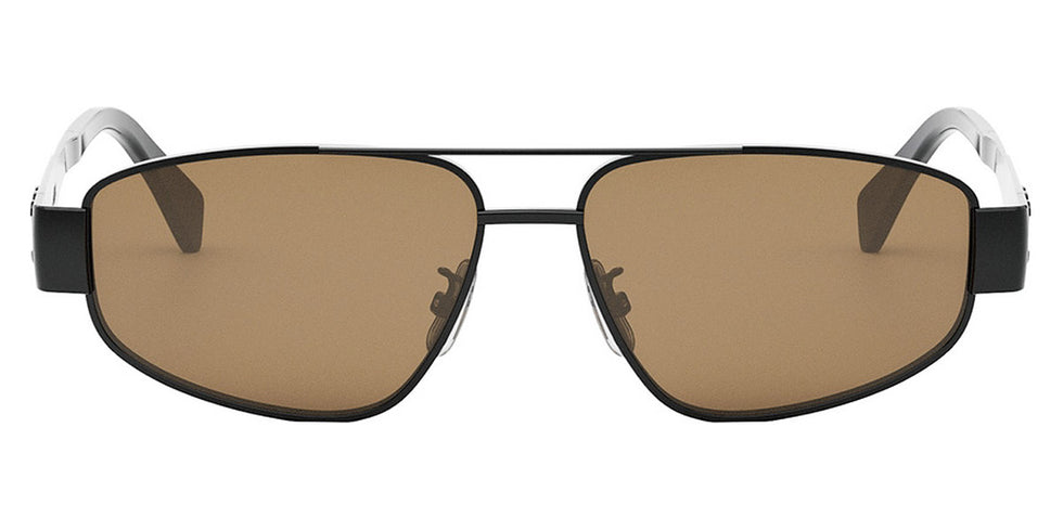 Celine® CL40281U CLN CL40281U 01E 57 - Shiny Black / Brown Sunglasses