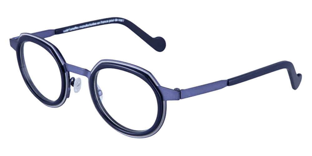 NaoNed® Doelan NAO Doelan 59BM 46 - 59BM Matte Bright Grey Cercles Grooves And Solid Navyblue Inserts/Matte Blue Eyeglasses